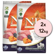 Farmina N&D dog GF PUMPKIN adult medium/maxi, lamb & blueberry - 2 x12 kg